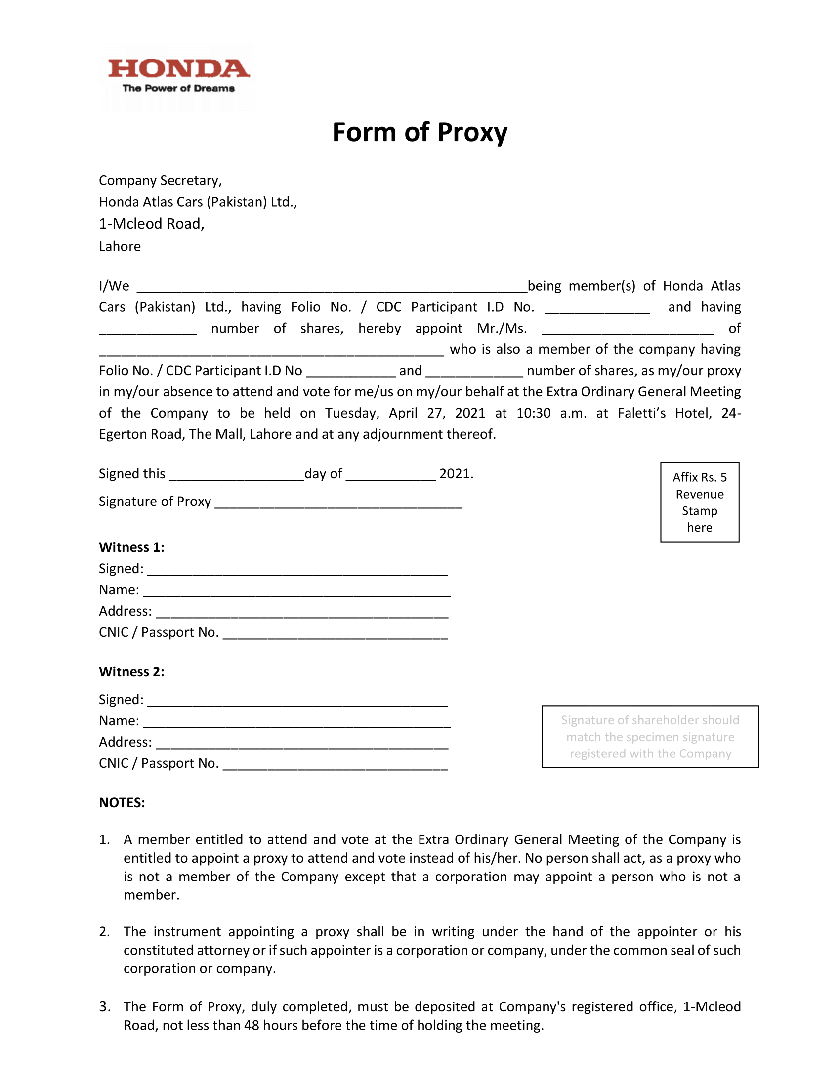Proxy Form